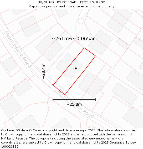 18, SHARP HOUSE ROAD, LEEDS, LS10 4SD: Plot and title map