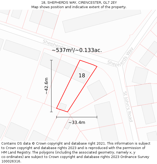 18, SHEPHERDS WAY, CIRENCESTER, GL7 2EY: Plot and title map