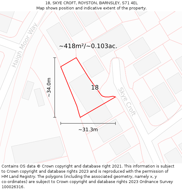 18, SKYE CROFT, ROYSTON, BARNSLEY, S71 4EL: Plot and title map