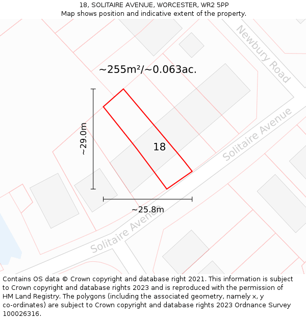 18, SOLITAIRE AVENUE, WORCESTER, WR2 5PP: Plot and title map