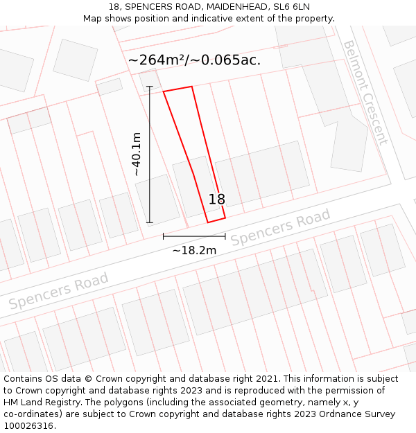 18, SPENCERS ROAD, MAIDENHEAD, SL6 6LN: Plot and title map