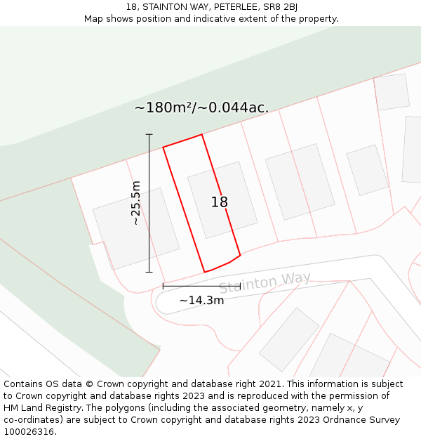 18, STAINTON WAY, PETERLEE, SR8 2BJ: Plot and title map