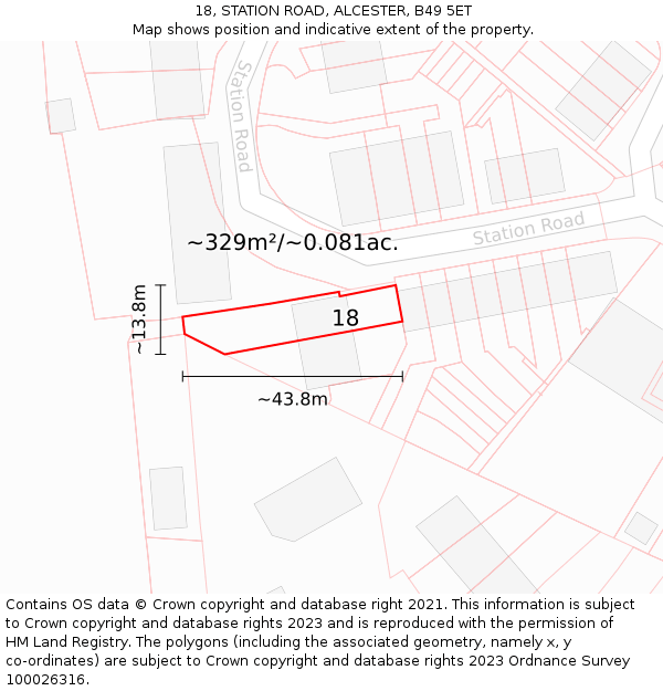 18, STATION ROAD, ALCESTER, B49 5ET: Plot and title map