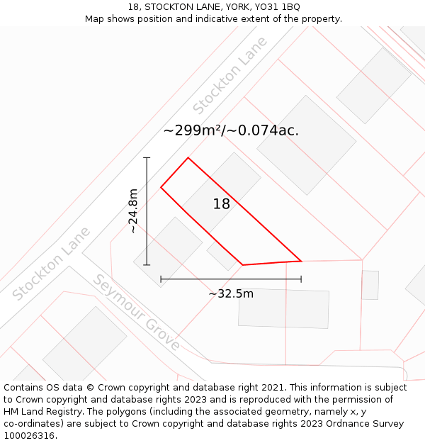 18, STOCKTON LANE, YORK, YO31 1BQ: Plot and title map