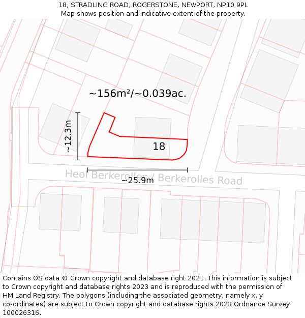 18, STRADLING ROAD, ROGERSTONE, NEWPORT, NP10 9PL: Plot and title map