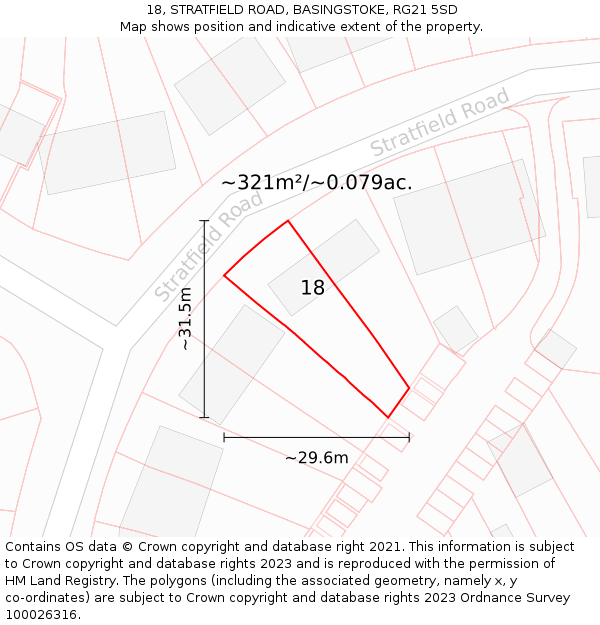 18, STRATFIELD ROAD, BASINGSTOKE, RG21 5SD: Plot and title map