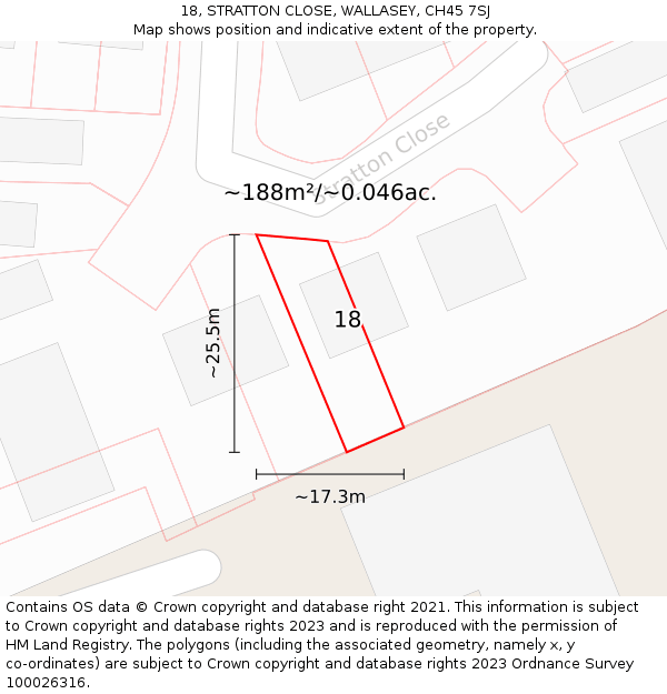 18, STRATTON CLOSE, WALLASEY, CH45 7SJ: Plot and title map