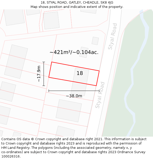 18, STYAL ROAD, GATLEY, CHEADLE, SK8 4JG: Plot and title map
