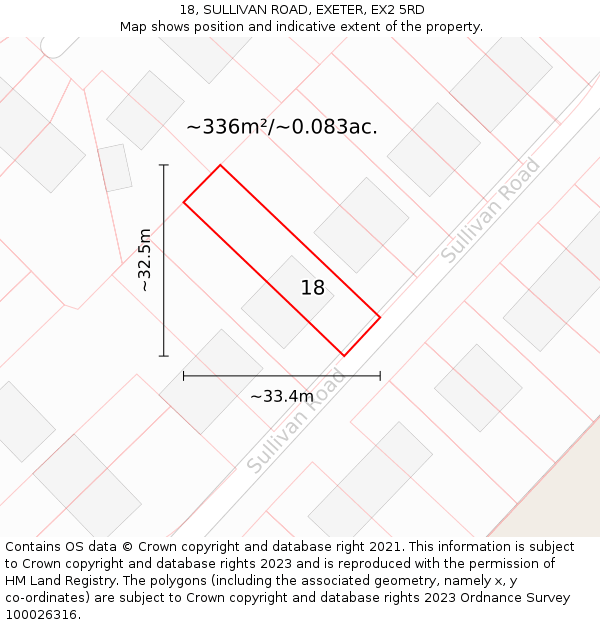 18, SULLIVAN ROAD, EXETER, EX2 5RD: Plot and title map