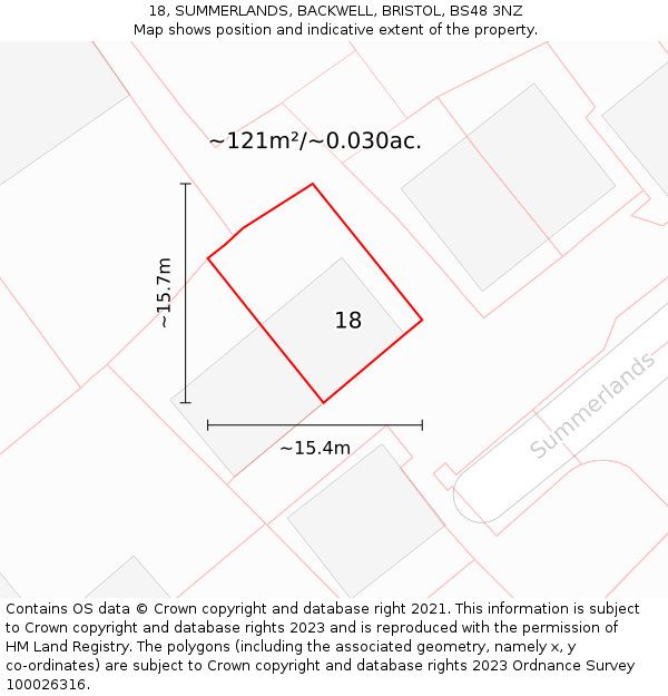 18, SUMMERLANDS, BACKWELL, BRISTOL, BS48 3NZ: Plot and title map