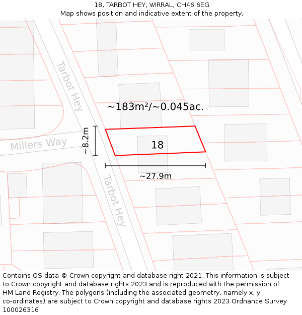 18, TARBOT HEY, WIRRAL, CH46 6EG: Plot and title map