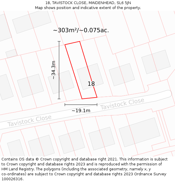 18, TAVISTOCK CLOSE, MAIDENHEAD, SL6 5JN: Plot and title map