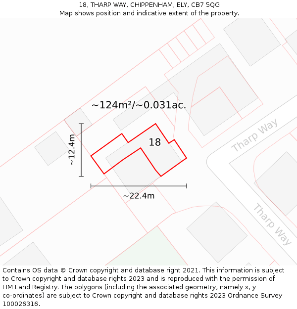 18, THARP WAY, CHIPPENHAM, ELY, CB7 5QG: Plot and title map