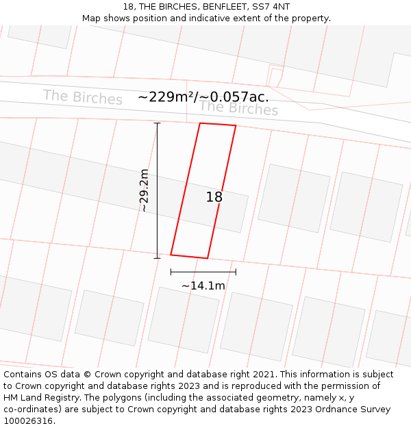 18, THE BIRCHES, BENFLEET, SS7 4NT: Plot and title map