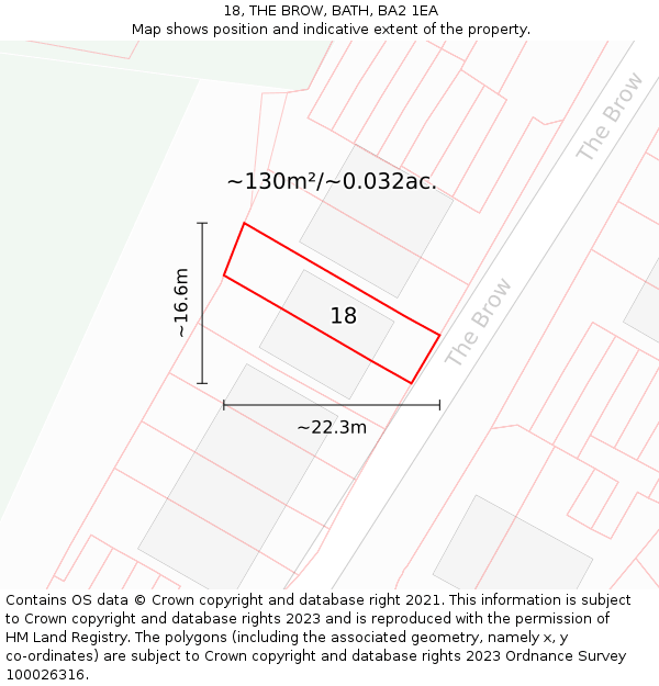 18, THE BROW, BATH, BA2 1EA: Plot and title map