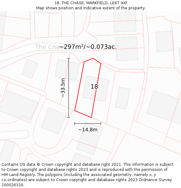18, THE CHASE, MARKFIELD, LE67 9XF: Plot and title map