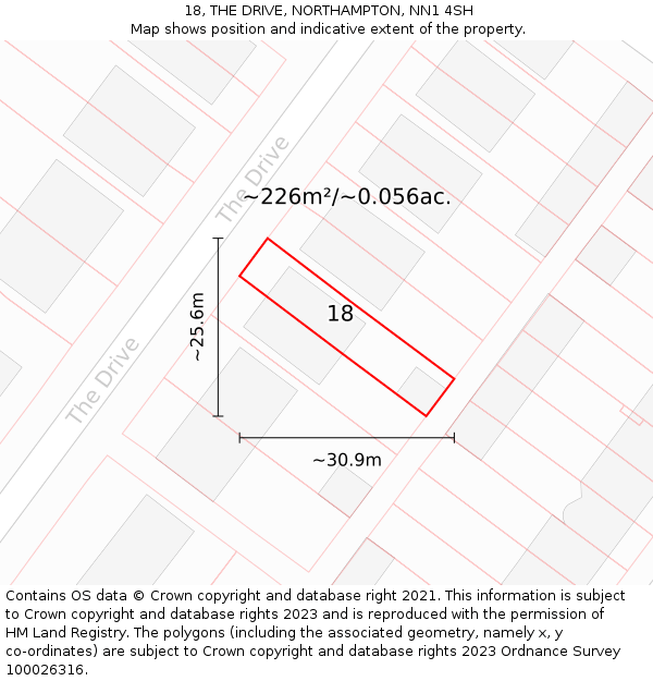18, THE DRIVE, NORTHAMPTON, NN1 4SH: Plot and title map
