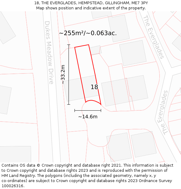 18, THE EVERGLADES, HEMPSTEAD, GILLINGHAM, ME7 3PY: Plot and title map