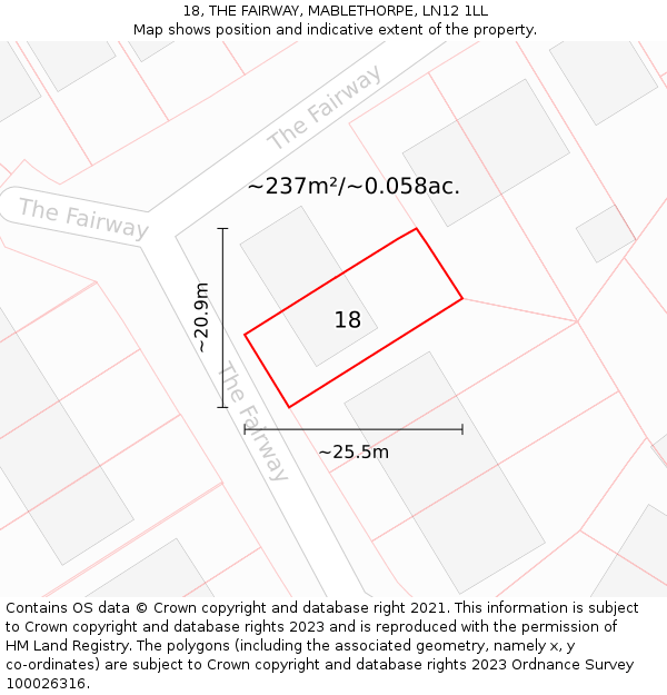 18, THE FAIRWAY, MABLETHORPE, LN12 1LL: Plot and title map
