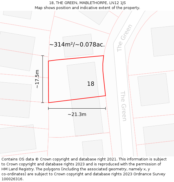 18, THE GREEN, MABLETHORPE, LN12 1JS: Plot and title map