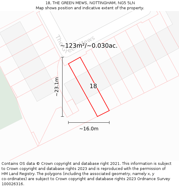 18, THE GREEN MEWS, NOTTINGHAM, NG5 5LN: Plot and title map