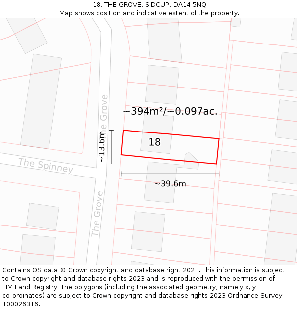18, THE GROVE, SIDCUP, DA14 5NQ: Plot and title map