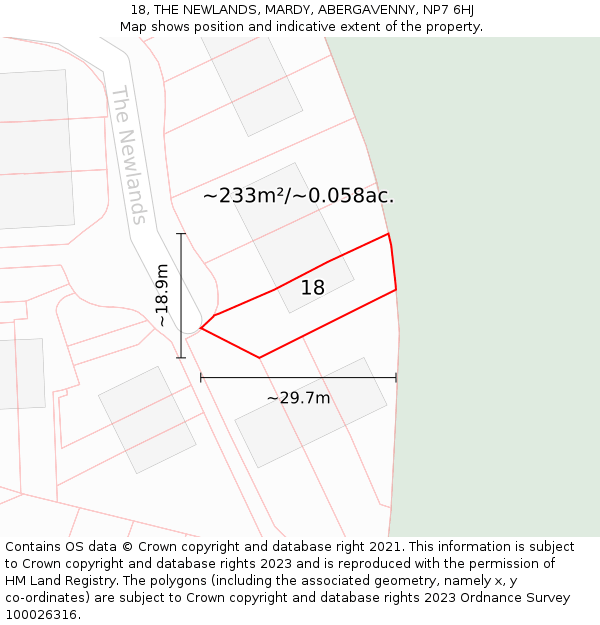 18, THE NEWLANDS, MARDY, ABERGAVENNY, NP7 6HJ: Plot and title map
