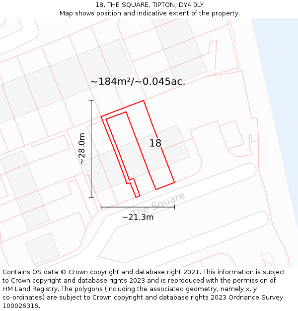 18, THE SQUARE, TIPTON, DY4 0LY: Plot and title map