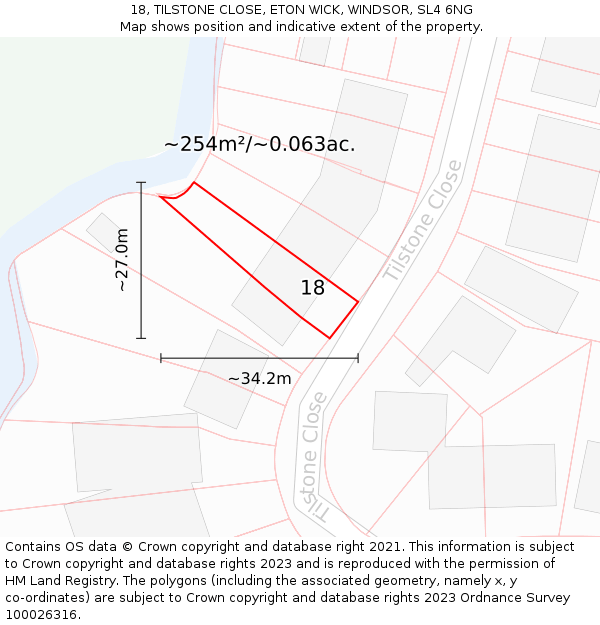 18, TILSTONE CLOSE, ETON WICK, WINDSOR, SL4 6NG: Plot and title map