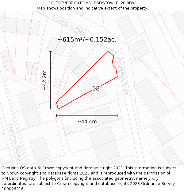 18, TREVERBYN ROAD, PADSTOW, PL28 8DW: Plot and title map