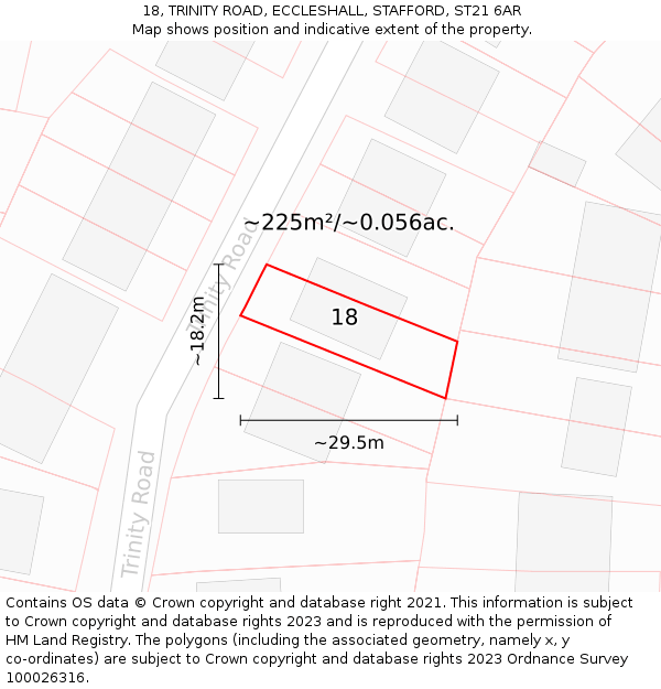 18, TRINITY ROAD, ECCLESHALL, STAFFORD, ST21 6AR: Plot and title map