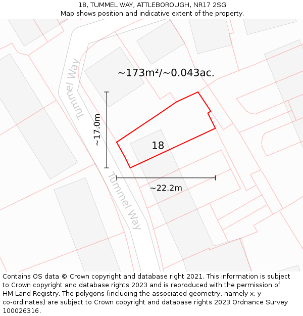 18, TUMMEL WAY, ATTLEBOROUGH, NR17 2SG: Plot and title map