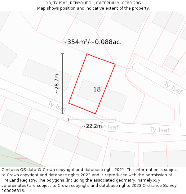 18, TY ISAF, PENYRHEOL, CAERPHILLY, CF83 2RG: Plot and title map