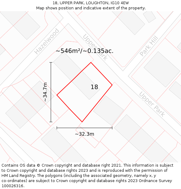 18, UPPER PARK, LOUGHTON, IG10 4EW: Plot and title map