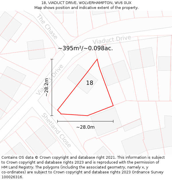 18, VIADUCT DRIVE, WOLVERHAMPTON, WV6 0UX: Plot and title map