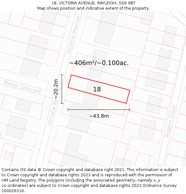 18, VICTORIA AVENUE, RAYLEIGH, SS6 9BT: Plot and title map