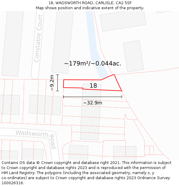 18, WADSWORTH ROAD, CARLISLE, CA2 5SF: Plot and title map