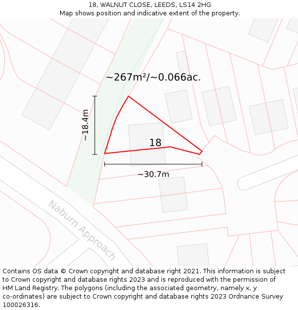 18, WALNUT CLOSE, LEEDS, LS14 2HG: Plot and title map