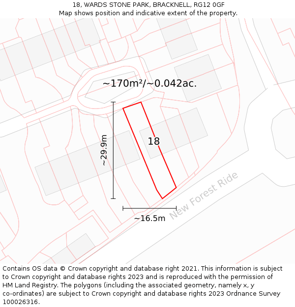 18, WARDS STONE PARK, BRACKNELL, RG12 0GF: Plot and title map
