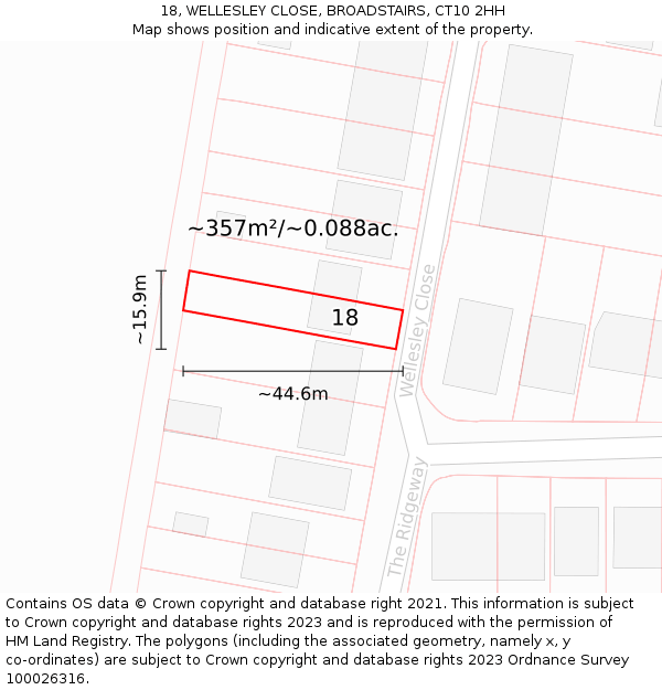 18, WELLESLEY CLOSE, BROADSTAIRS, CT10 2HH: Plot and title map