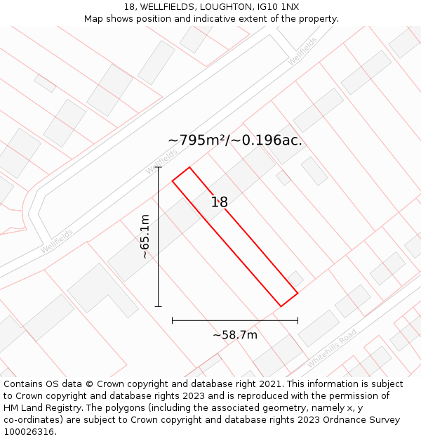18, WELLFIELDS, LOUGHTON, IG10 1NX: Plot and title map