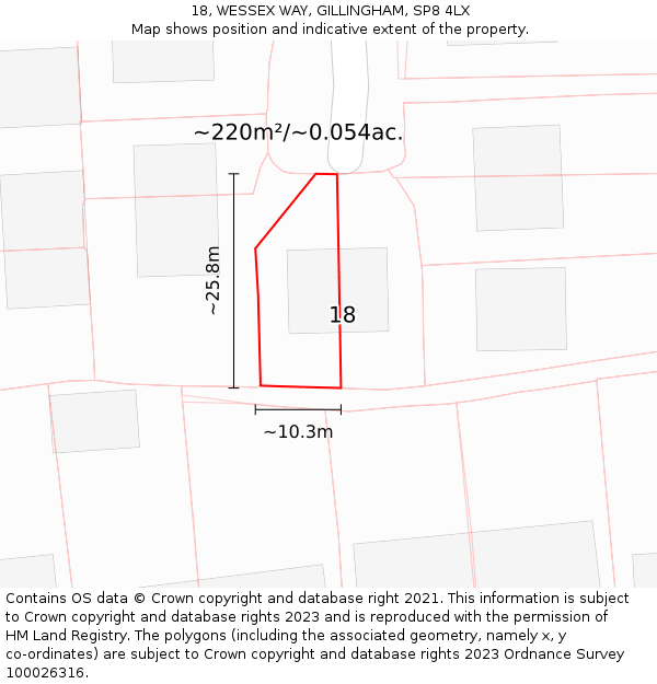18, WESSEX WAY, GILLINGHAM, SP8 4LX: Plot and title map