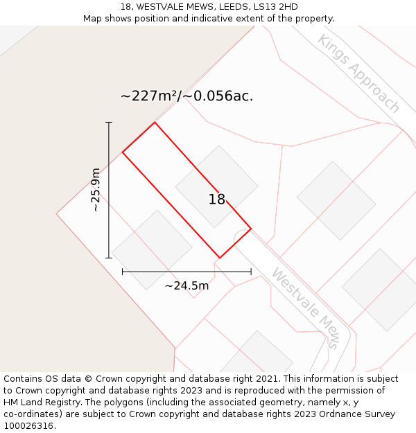 18, WESTVALE MEWS, LEEDS, LS13 2HD: Plot and title map
