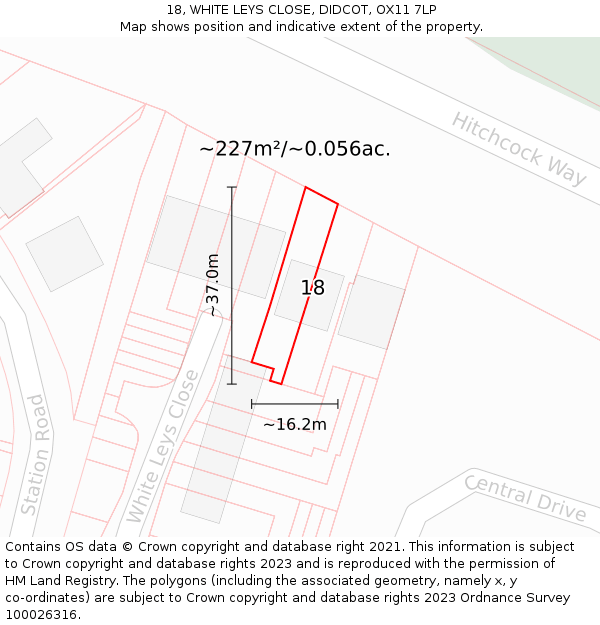 18, WHITE LEYS CLOSE, DIDCOT, OX11 7LP: Plot and title map