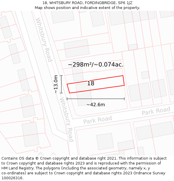 18, WHITSBURY ROAD, FORDINGBRIDGE, SP6 1JZ: Plot and title map