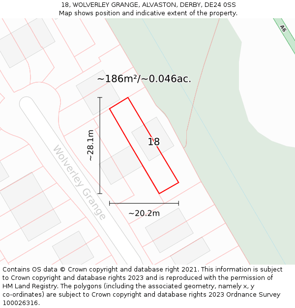 18, WOLVERLEY GRANGE, ALVASTON, DERBY, DE24 0SS: Plot and title map