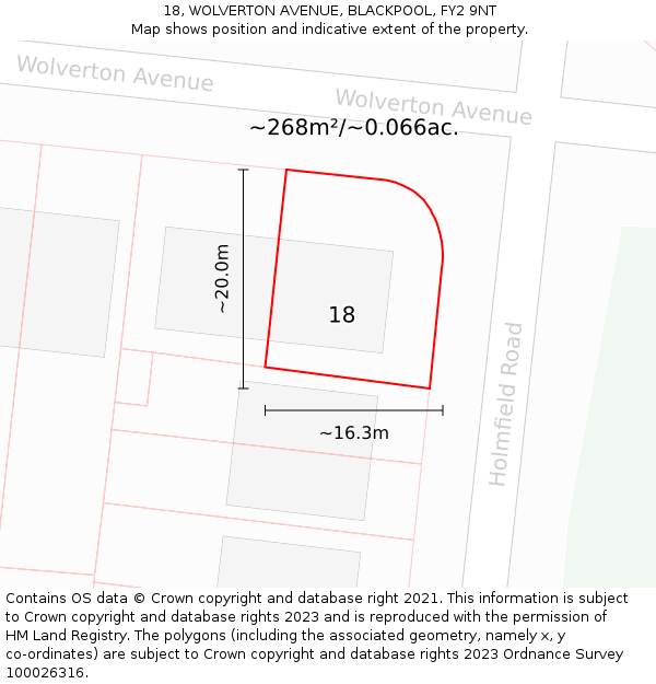 18, WOLVERTON AVENUE, BLACKPOOL, FY2 9NT: Plot and title map