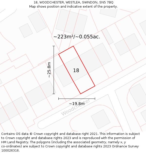 18, WOODCHESTER, WESTLEA, SWINDON, SN5 7BQ: Plot and title map