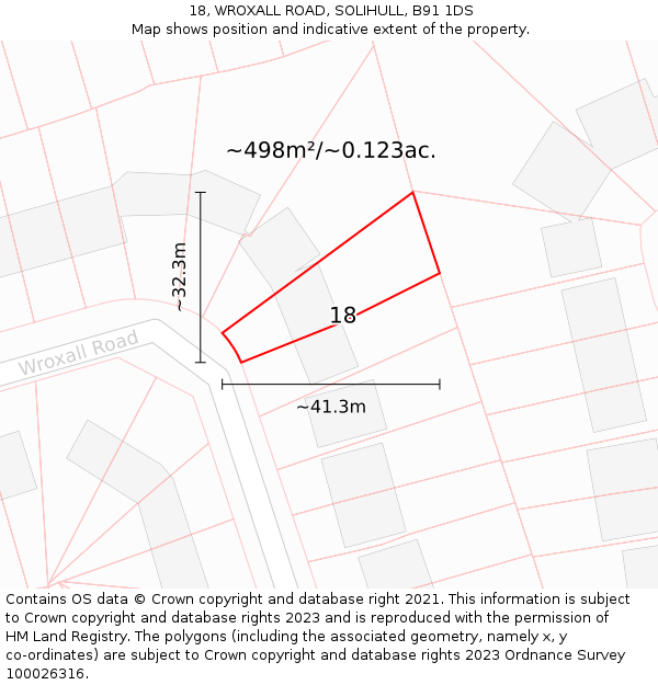 18, WROXALL ROAD, SOLIHULL, B91 1DS: Plot and title map