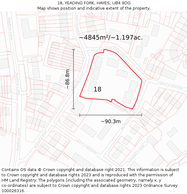 18, YEADING FORK, HAYES, UB4 9DG: Plot and title map